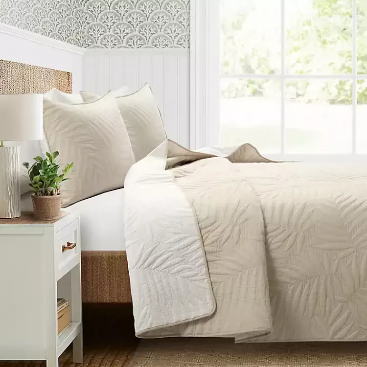 Kirklands Home Neutral Leaf Reversible 3-pc. Full/Queen Quilt Set Online