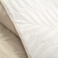 Kirklands Home Neutral Leaf Reversible 3-pc. Cali King Quilt Set New