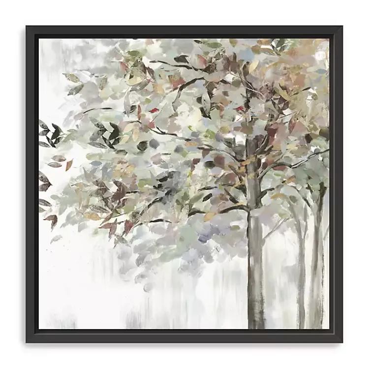Kirklands Home Neutral Leaves Framed Canvas Art Print, 30x30 in. Gray Outlet
