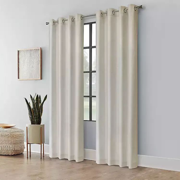 Kirklands Home Neutral Light Filtering Curtain Panel, 95 in. Ivory Hot