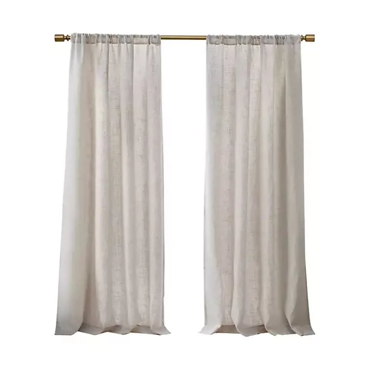 Kirklands Home Neutral Linen Blend Curtain Panel Set, 84 in Tan