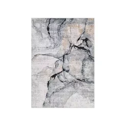 Kirklands Home Neutral Marble Swirl Area Rug, 5x7 New