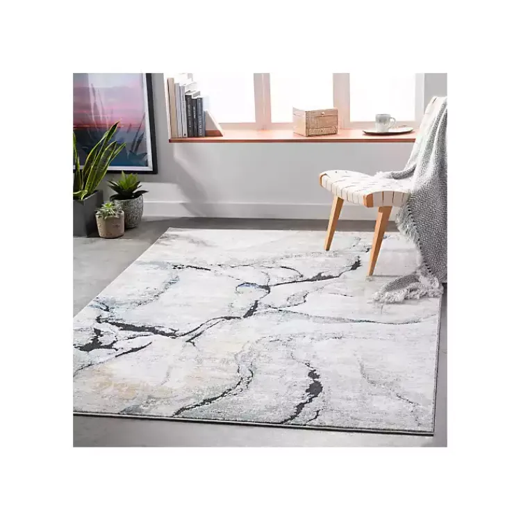 Kirklands Home Neutral Marble Swirl Area Rug, 5x7 New
