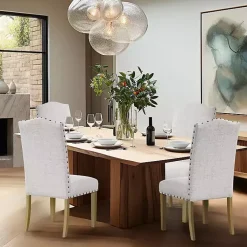 Kirklands Home Neutral Nailhead Parsons Dining Chairs, Set of 2 Multi Hot