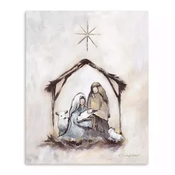 Christmas Art & Wall Decor>Kirklands Home Neutral Nativity Canvas Art Print