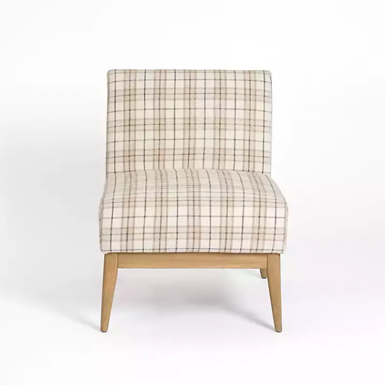 Kirklands Home Neutral Plaid Slipper Accent Chair Discount
