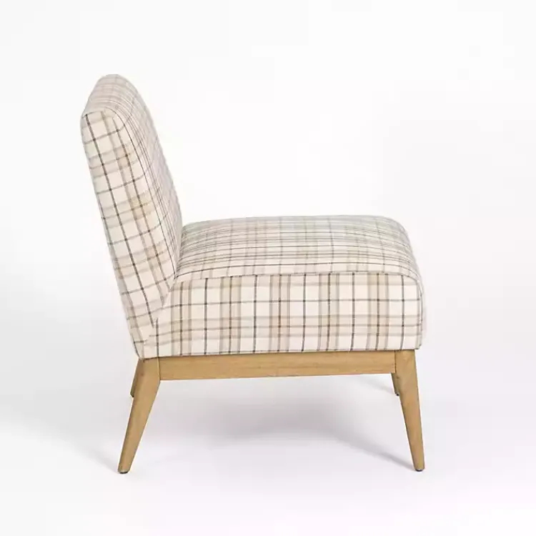 Kirklands Home Neutral Plaid Slipper Accent Chair Discount