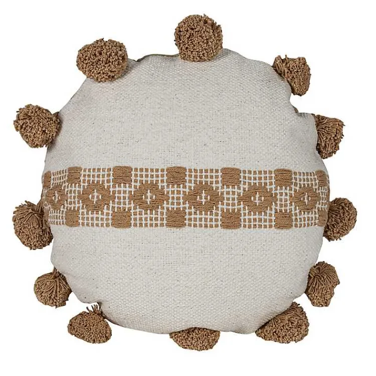 Pillows>Kirklands Home Neutral Soft Poms Round Throw Pillow
