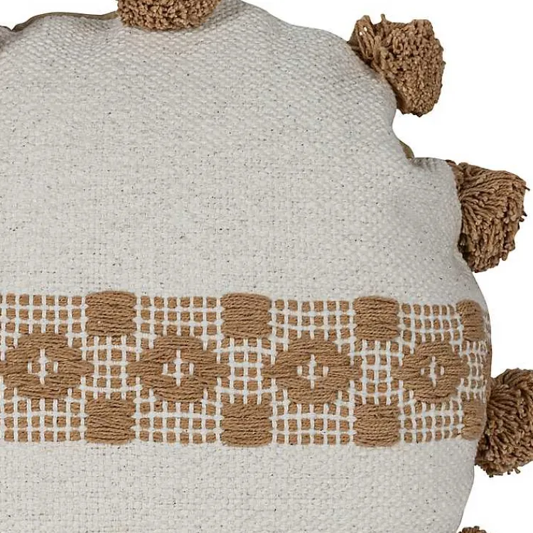 Pillows>Kirklands Home Neutral Soft Poms Round Throw Pillow