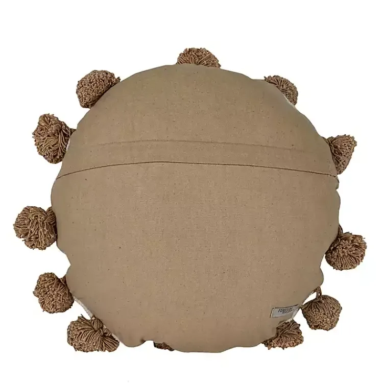 Pillows>Kirklands Home Neutral Soft Poms Round Throw Pillow