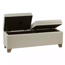 Kirklands Home Neutral Split Seat Jackson Storage Bench Ivory