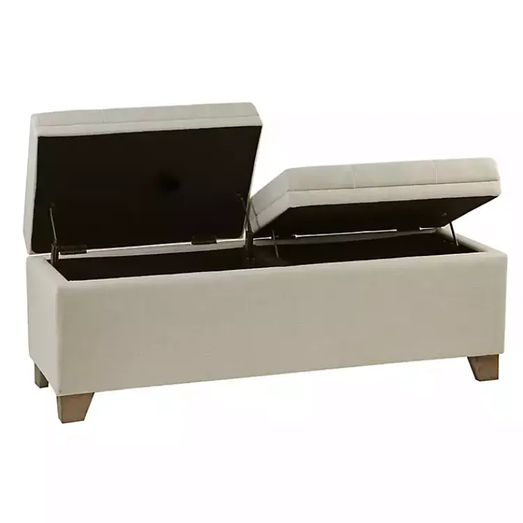 Kirklands Home Neutral Split Seat Jackson Storage Bench Ivory