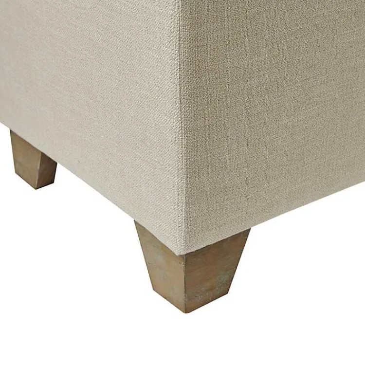 Kirklands Home Neutral Split Seat Jackson Storage Bench Ivory