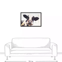 Kirklands Home Neutral Staring Cow Framed Canvas Art Print Outlet
