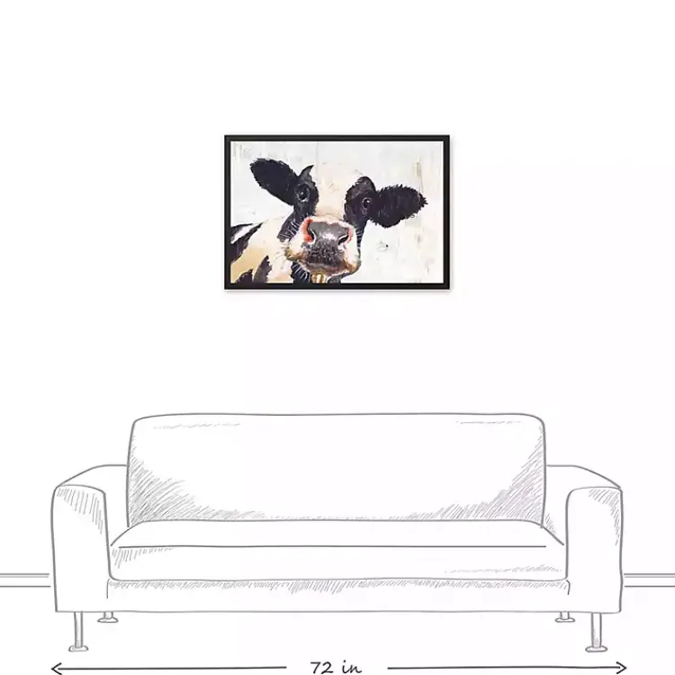 Kirklands Home Neutral Staring Cow Framed Canvas Art Print Outlet