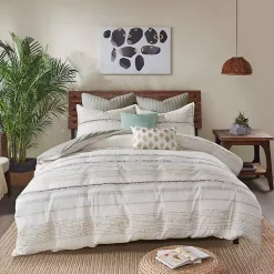 Kirklands Home Neutral Stripe Full/Queen 3-pc. Comforter Set New