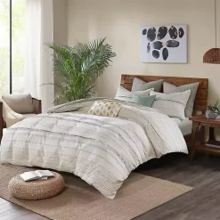 Kirklands Home Neutral Stripe Full/Queen 3-pc. Comforter Set New