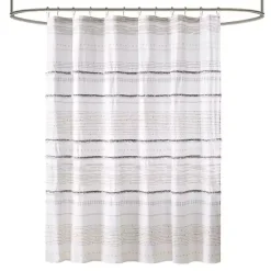 Kirklands Home Neutral Striped Boho Cotton Shower Curtain Discount