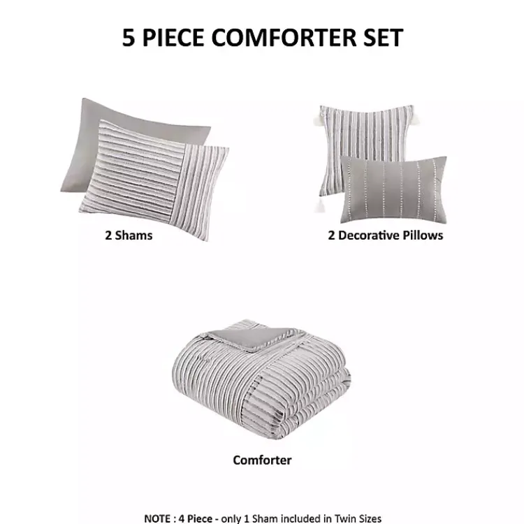 Kirklands Home Neutral Striped 5-pc. Full/Queen Comforter Set New