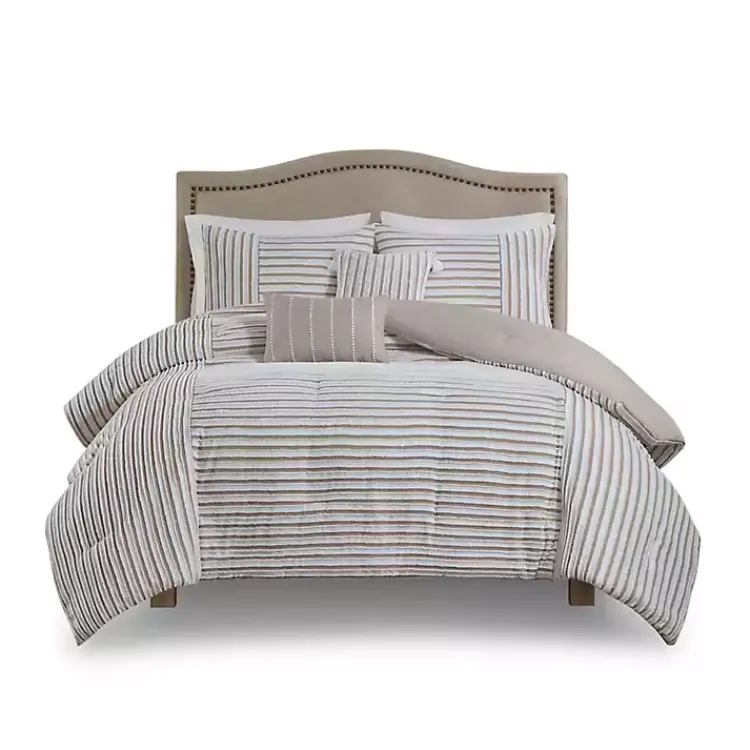 Kirklands Home Neutral Striped 5-pc. King Comforter Set