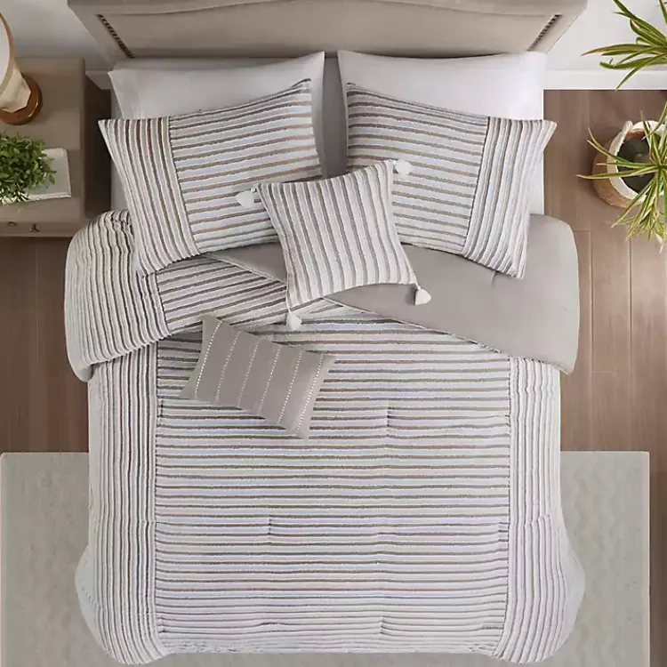 Kirklands Home Neutral Striped 5-pc. King Comforter Set