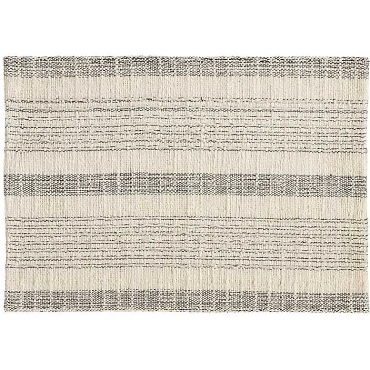 Kirklands Home Neutral Striped Woven Placemats, Set of 4 New