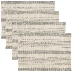 Kirklands Home Neutral Striped Woven Placemats, Set of 4 New