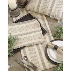 Kirklands Home Neutral Striped Woven Placemats, Set of 4 New