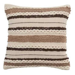 Pillows>Kirklands Home Neutral Striped Woven Square Throw Pillow Tan