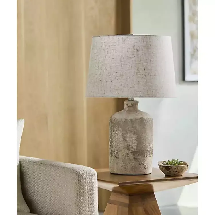 Kirklands Home Neutral Textured Ceramic Rivera Table Lamp Tan Clearance
