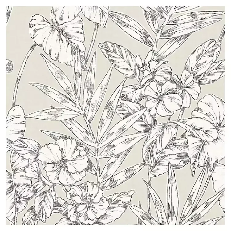 Kirklands Home Neutral Tropic Floral Peel & Stick Wallpaper Outlet