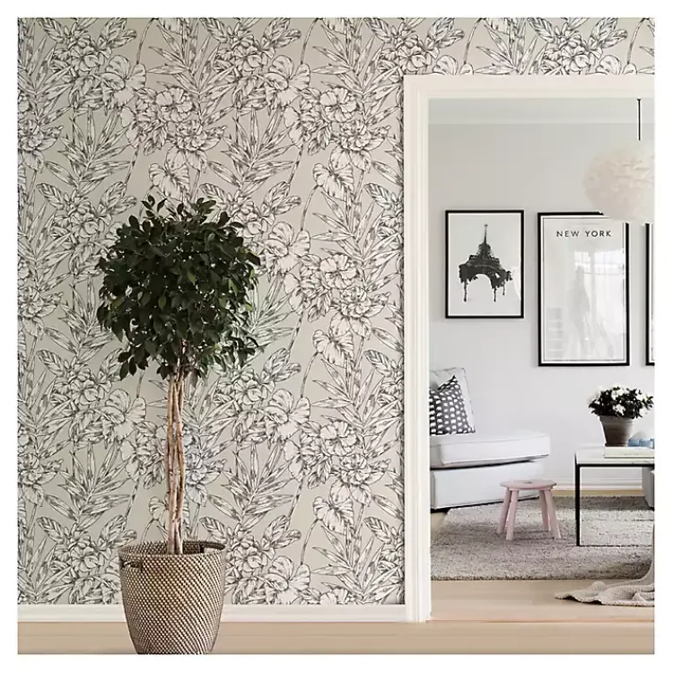 Kirklands Home Neutral Tropic Floral Peel & Stick Wallpaper Outlet
