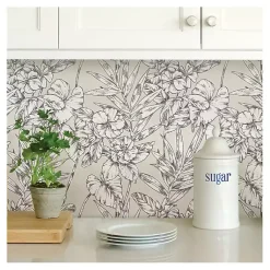 Kirklands Home Neutral Tropic Floral Peel & Stick Wallpaper Outlet