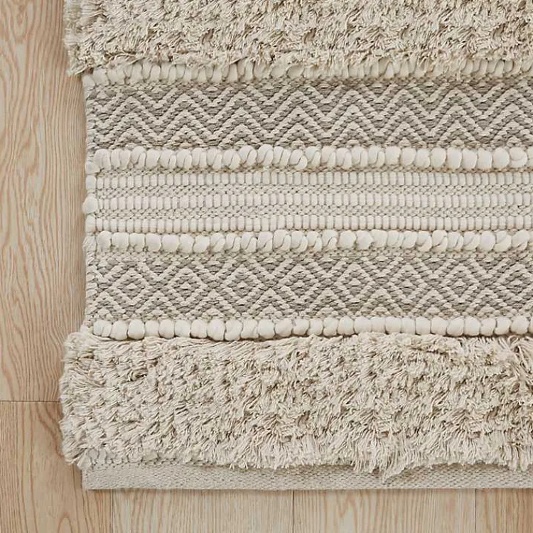Kirklands Home Neutral Tufted Stripes Woven Bath Runner Brown