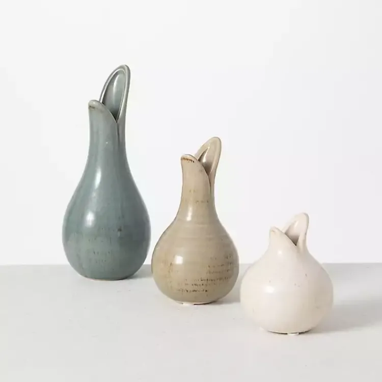 Vases>Kirklands Home Neutral Tulip Bulb Vases, Set of 3