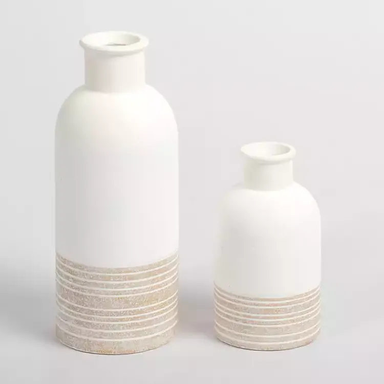 Vases>Kirklands Home Neutral Two-Toned Ceramic Vase, 7 in.