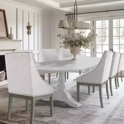 Kirklands Home Neutral Upholstered Barrel Dining Chair Multi New