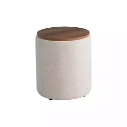 Kirklands Home Neutral Upholstered Nesting Ottomans, Set of 2 Ivory New