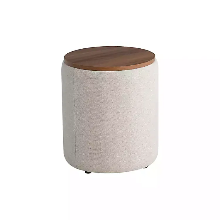 Kirklands Home Neutral Upholstered Nesting Ottomans, Set of 2 Ivory New