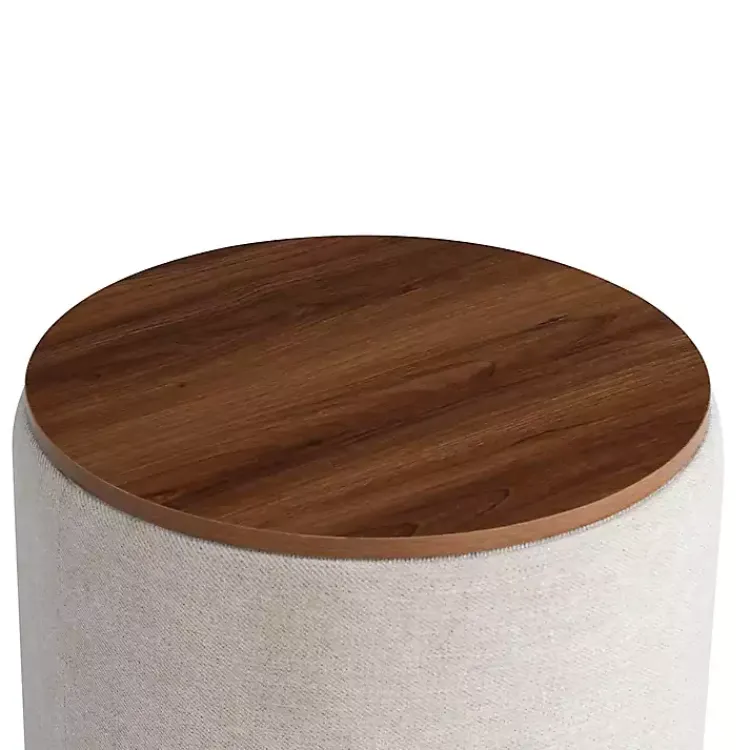Kirklands Home Neutral Upholstered Nesting Ottomans, Set of 2 Ivory New
