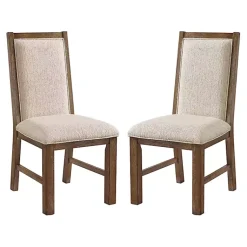 Kirklands Home Neutral Upholstered Oak Dining Chairs, Set of 2 Tan Online