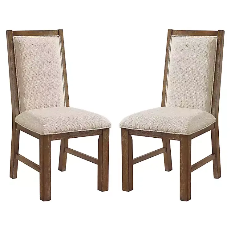 Kirklands Home Neutral Upholstered Oak Dining Chairs, Set of 2 Tan Online