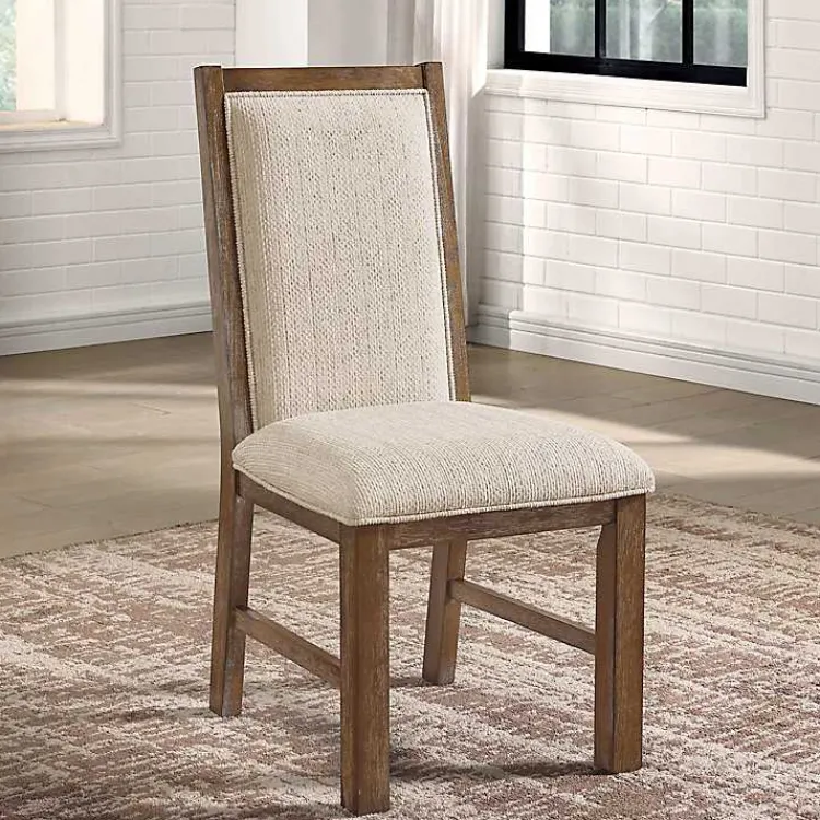 Kirklands Home Neutral Upholstered Oak Dining Chairs, Set of 2 Tan Online