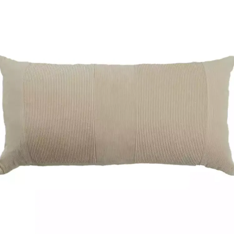 Pillows>Kirklands Home Neutral Velvet Corduroy Lumbar Pillow Tan