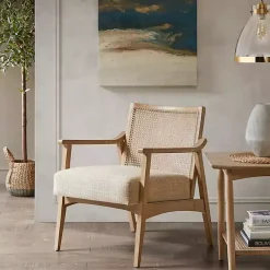 Kirklands Home Neutral Wheat Mid-Century Modern Accent Chair Tan Outlet