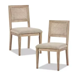 Kirklands Home Neutral Woven Back Dining Chairs, Set of 2 Tan New
