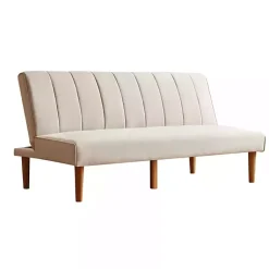 Kirklands Home Neutral Woven Channel Convertible Sofa Tan New