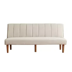 Kirklands Home Neutral Woven Channel Convertible Sofa Tan New