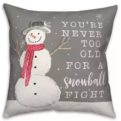 Christmas Pillows>Kirklands Home Never Too Old for Snowball Christmas Pillow Gray