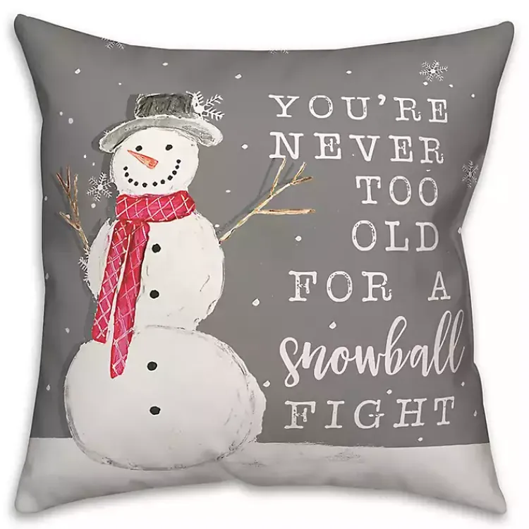 Christmas Pillows>Kirklands Home Never Too Old for Snowball Christmas Pillow Gray